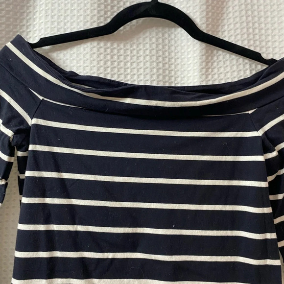 LOFT Striped Off The Shoulder Knit Top - Picture 4 of 5